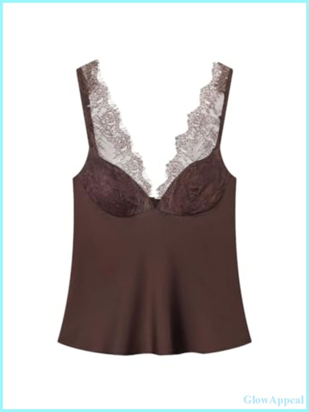 WDIRARA Women's Satin Blouse Sleeveless V-Neck Lace Trim Top
